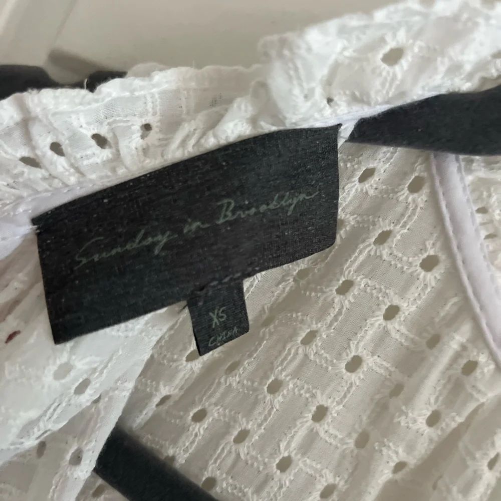 Sunday in Brooklyn white eyelet mini dress. Anthropologie. NWOT. Size XS.